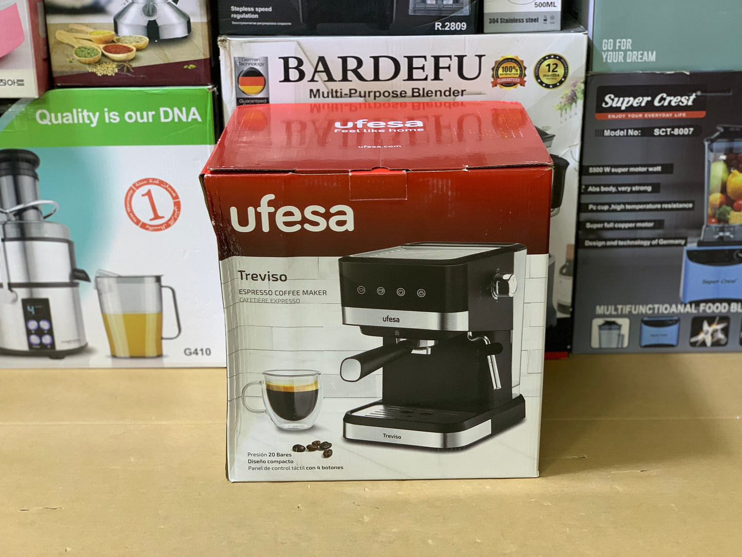 Ufesa Brand Coffee and Espresso Maker 1050w and 1.5L Stainless Steel