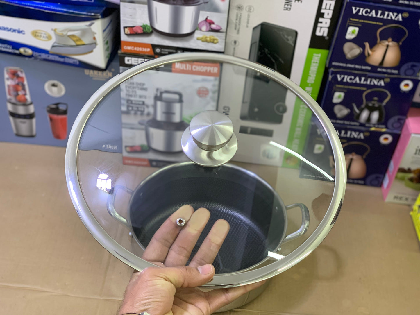 Laser coating honeycomb pattern Jumbo deep casseroles sus 316