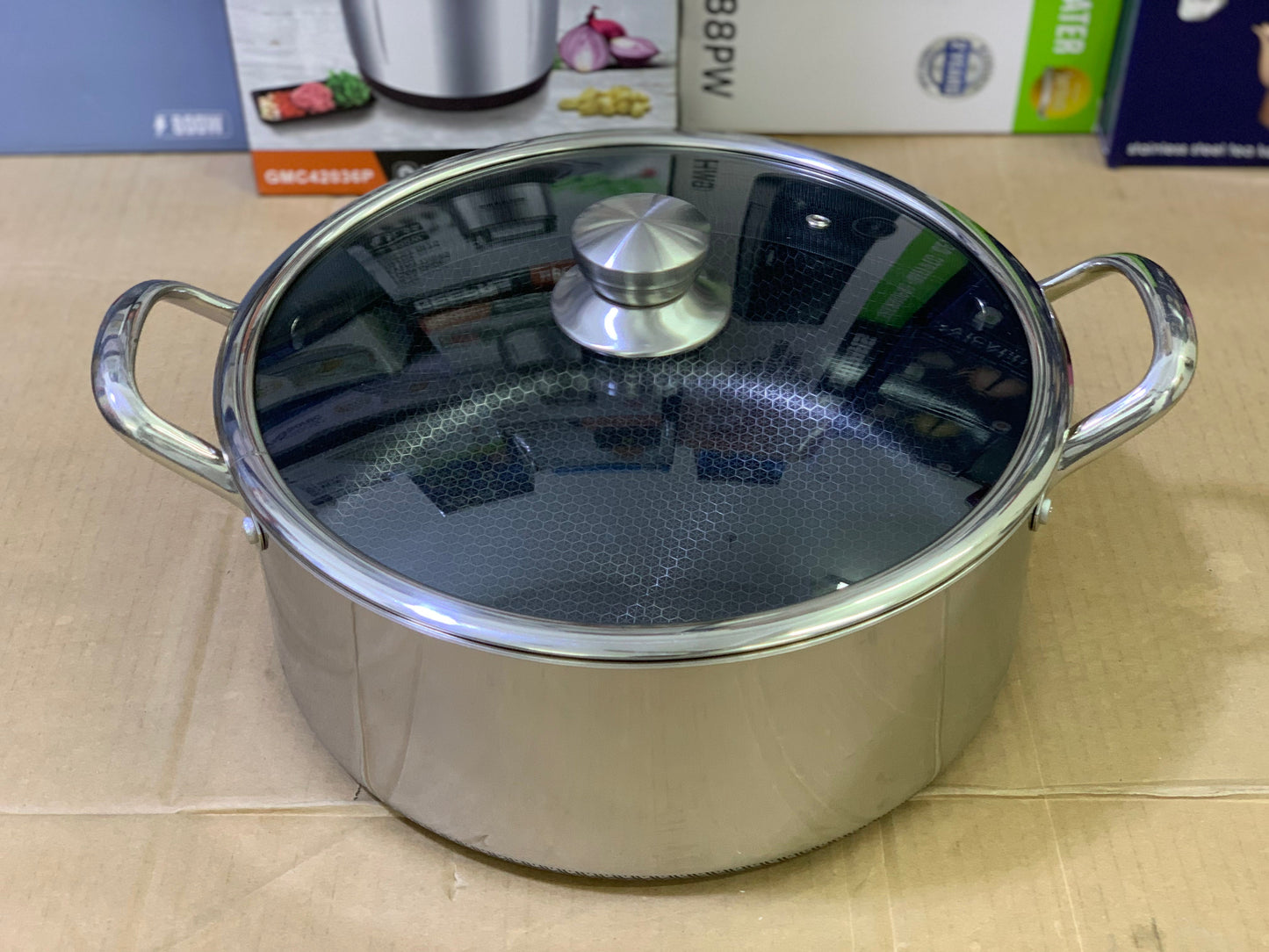 Laser coating honeycomb pattern Jumbo deep casseroles sus 316