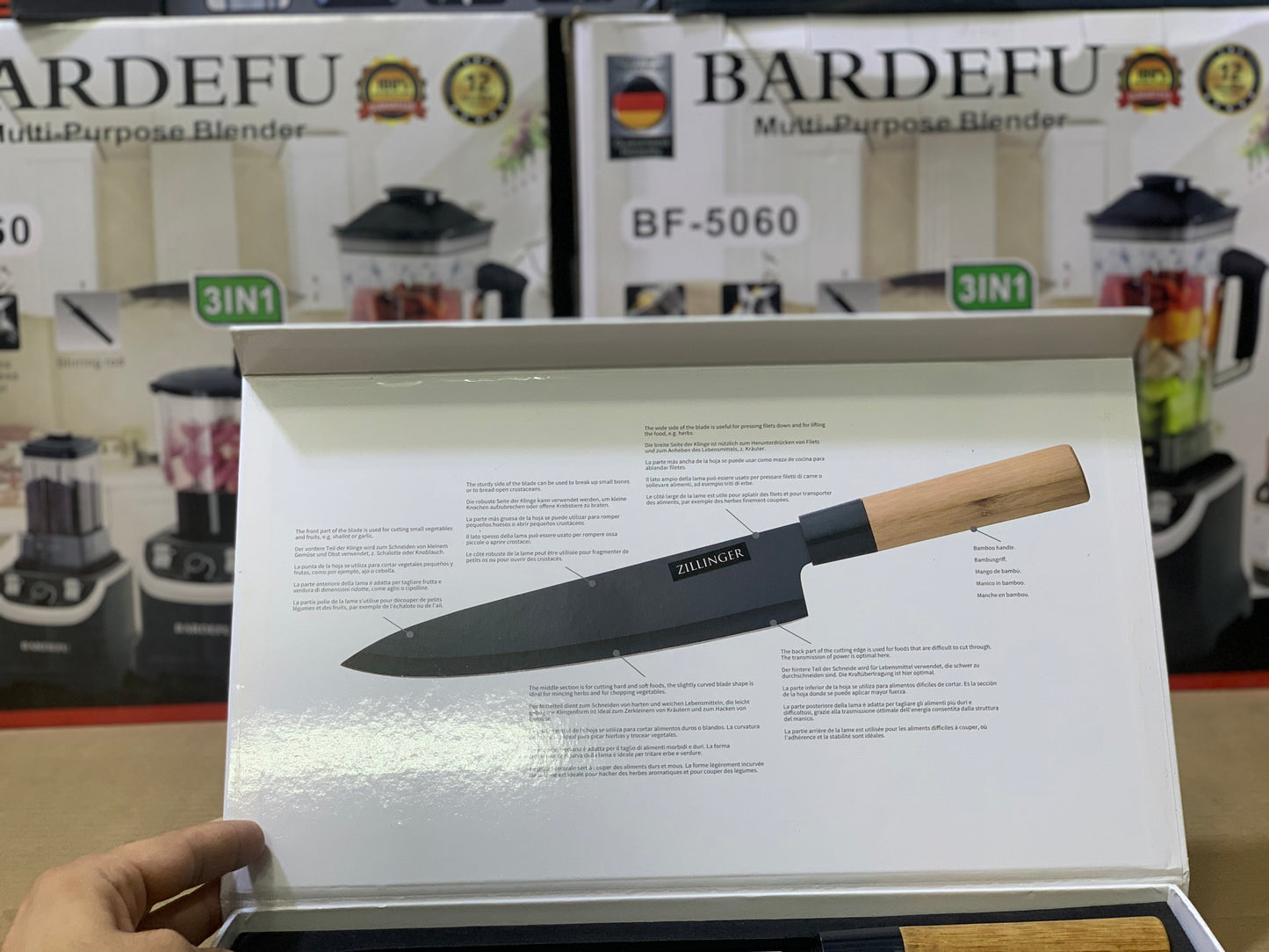 ZILLINGER Brand 4 Pcs Knives set | Bamboo Handles |