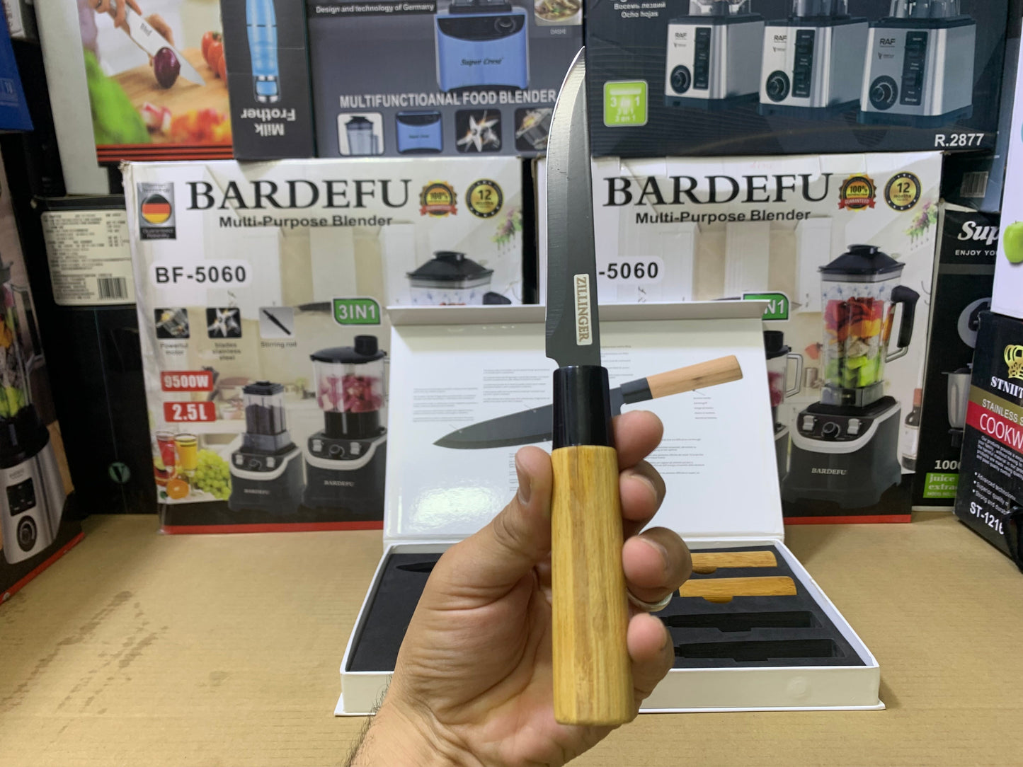 ZILLINGER Brand 4 Pcs Knives set | Bamboo Handles |