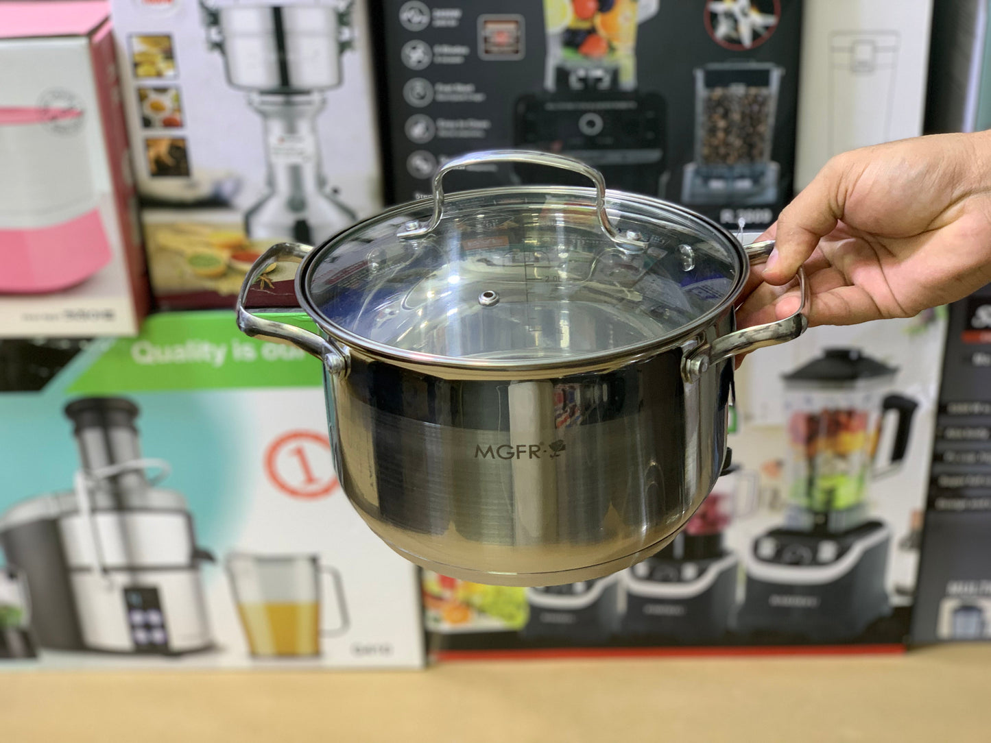 MGFR brand 12 Pieces Cookware set Stainless Steel Super Capsule bottom