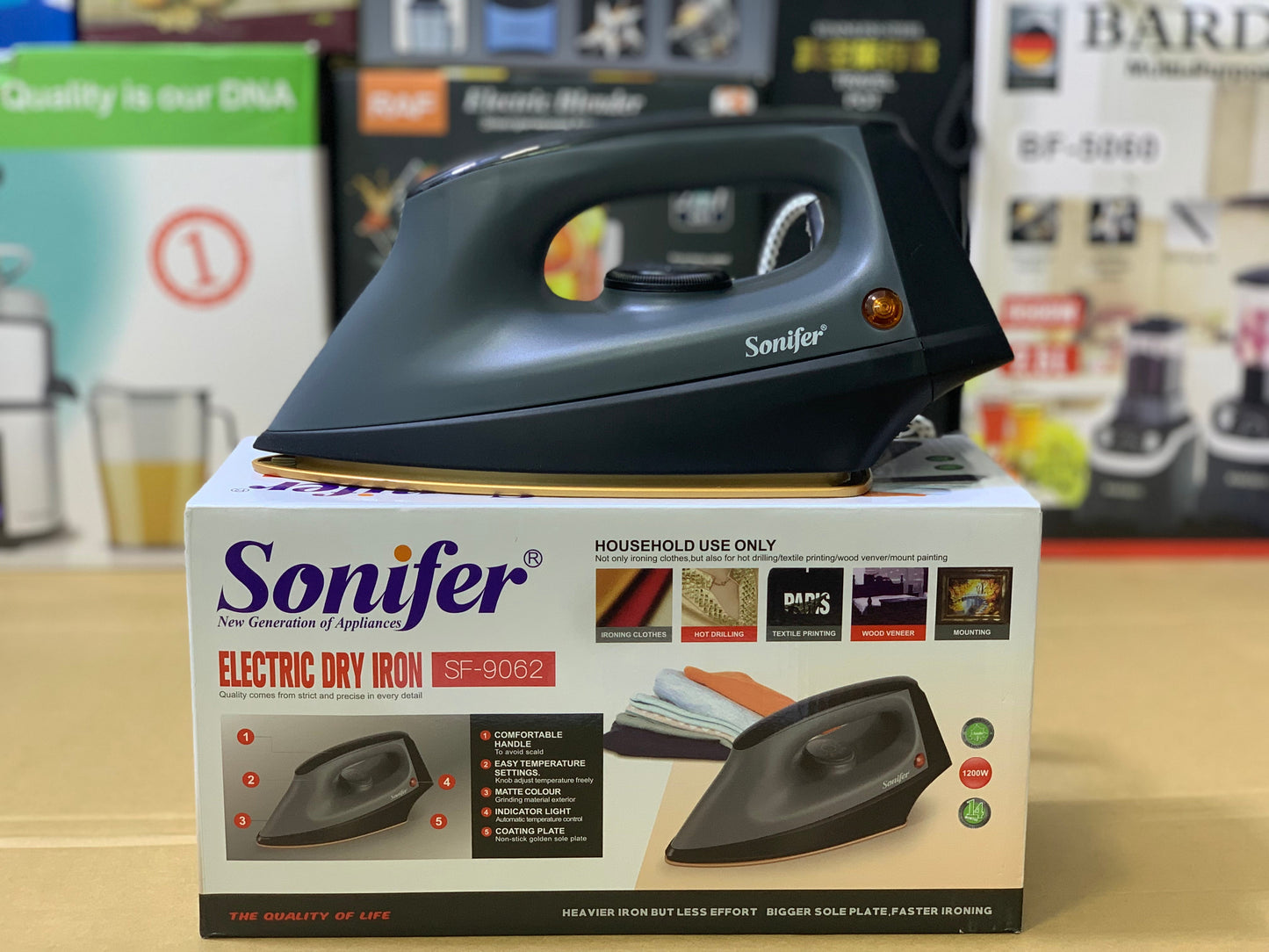 Sonifer Electric Dry iron SF-9062  1200w Non Stick Soleplate