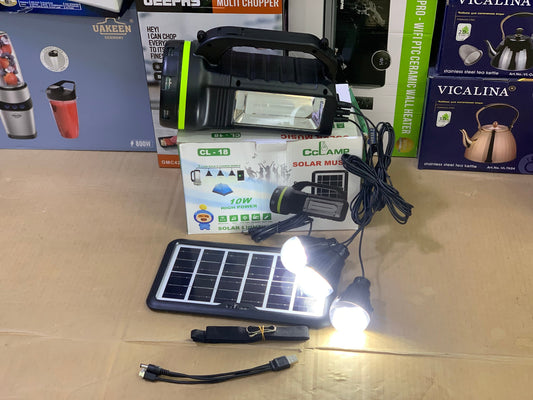Solar lighting system with 3 Detachable light & mp3 Speaker | Model CL-13