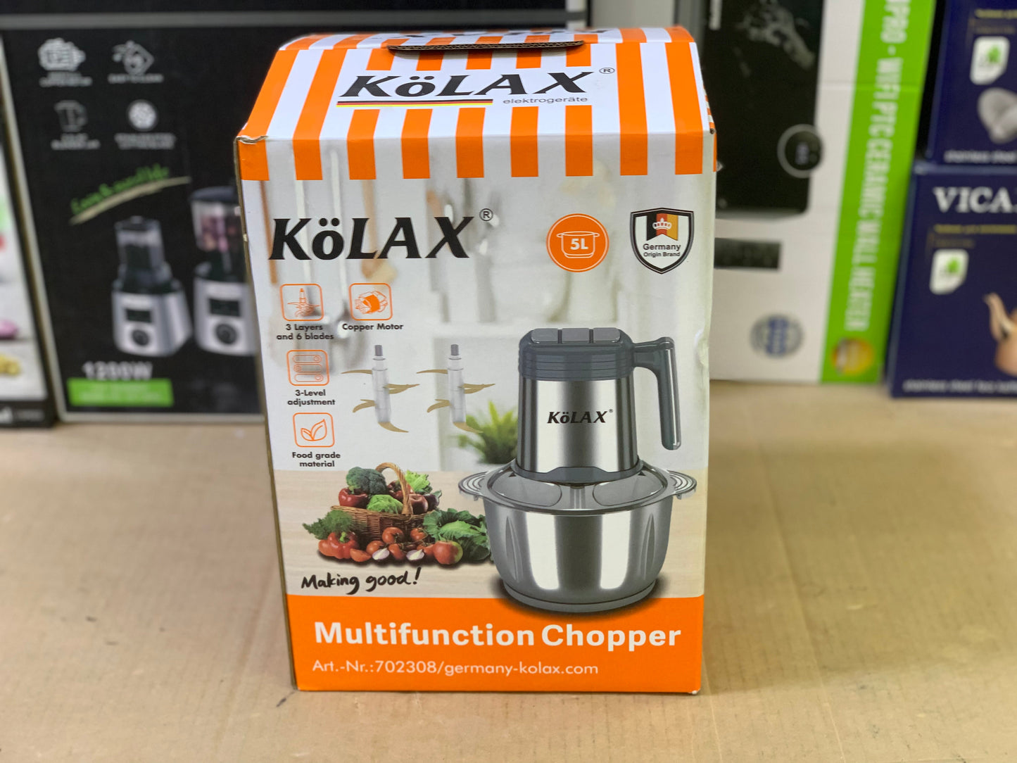 Kolax brand 5L Food chopper 1000 watt stainless steel double blades