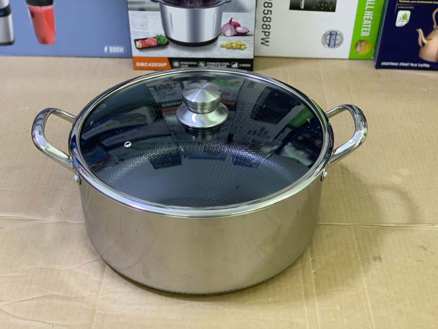 Laser coating honeycomb pattern Jumbo deep casseroles sus 316