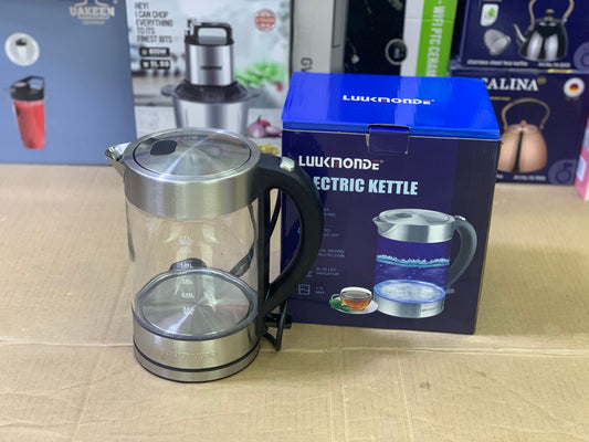 Luuknonde brand Transparent Glass Electric Tea Kettle 1.7L