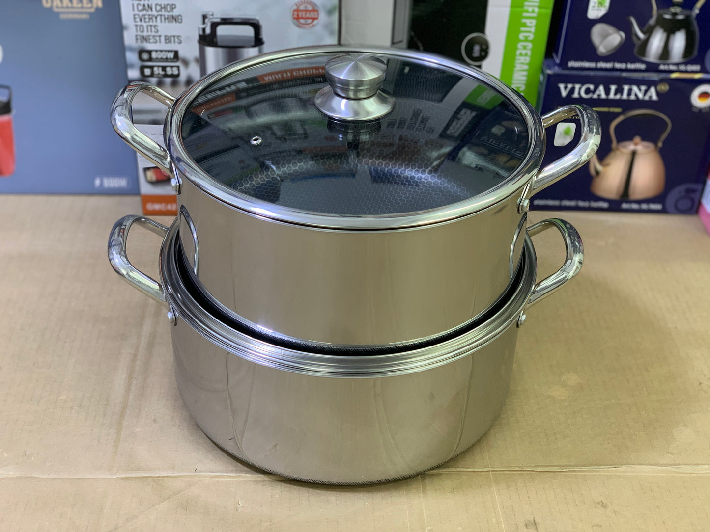 Laser coating honeycomb pattern Jumbo deep casseroles sus 316