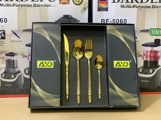 AYD Brand 24 Pieces Golden Cutlery Set Flower design | Stainless Steel