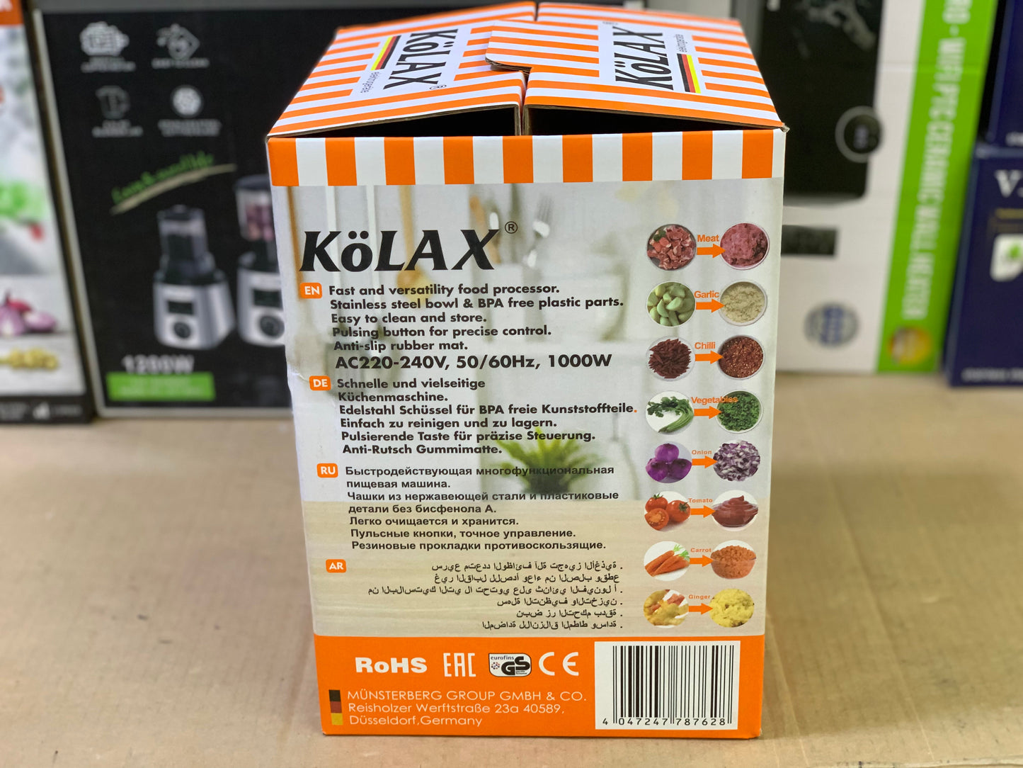 Kolax brand 5L Food chopper 1000 watt stainless steel double blades