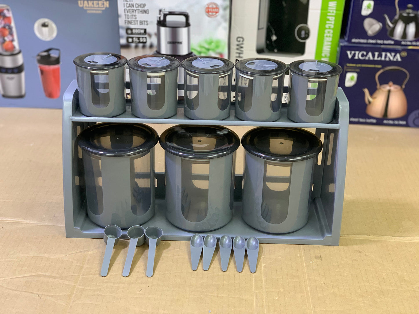 8 Pieces Plastic Portable Spice Organizer with measuring spoon