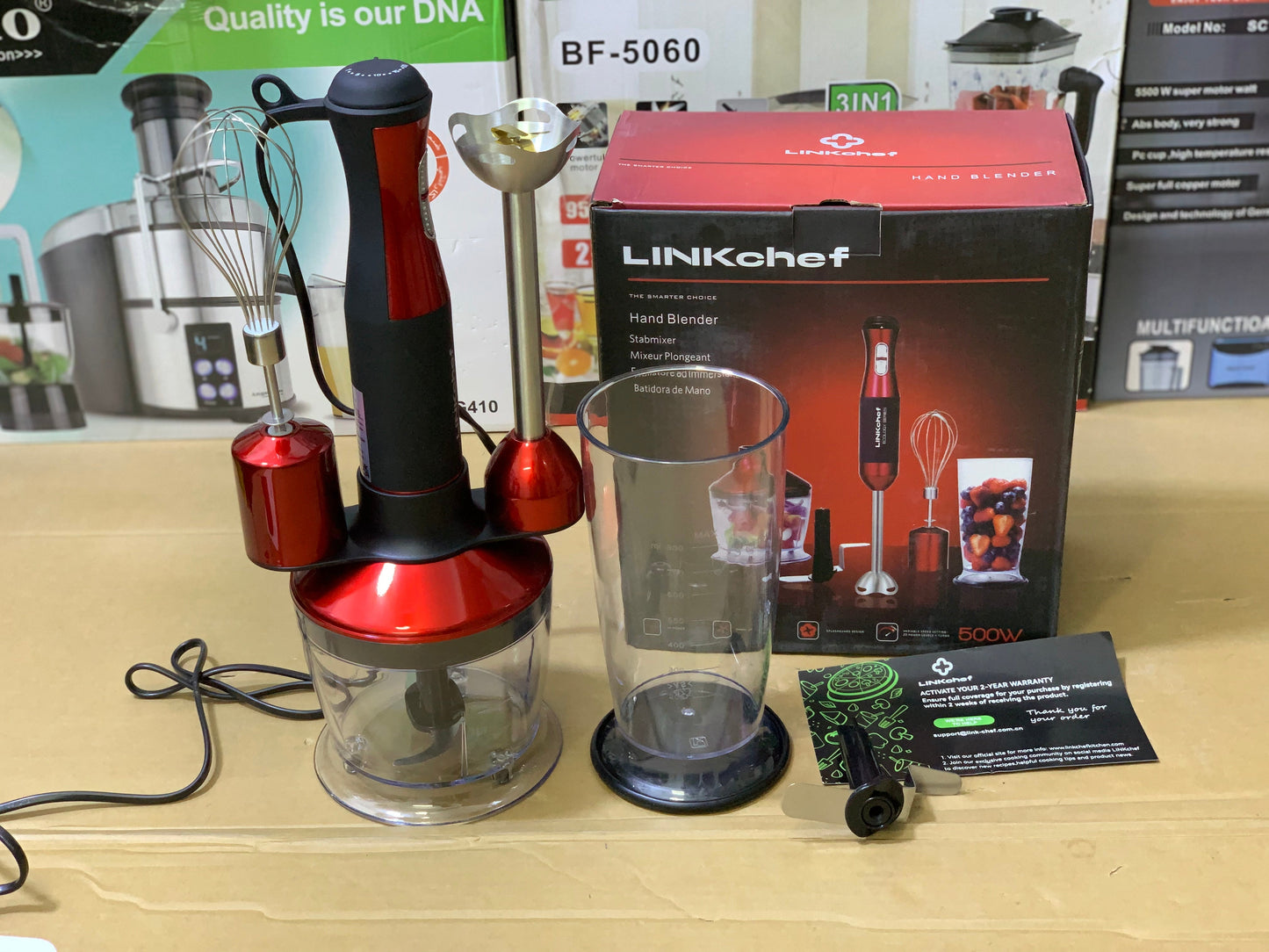 Linkchef 5in1 Hand Blender , Mixer and Chopper 500 watt and Stainless Steel