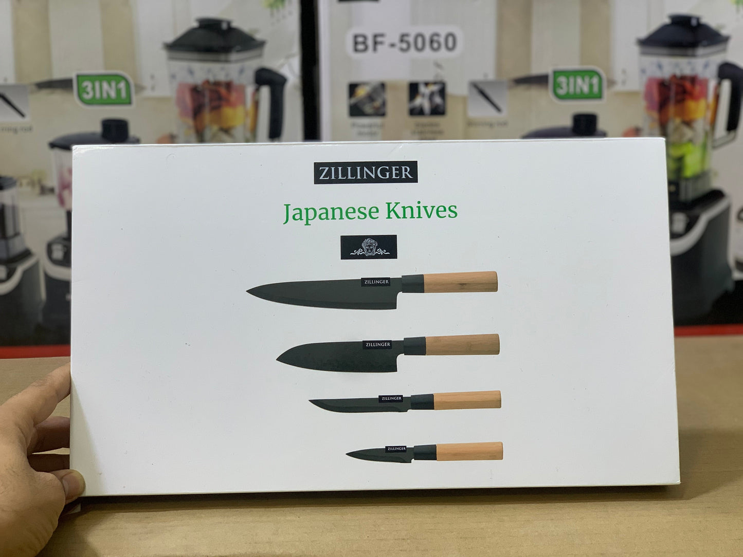 ZILLINGER Brand 4 Pcs Knives set | Bamboo Handles |