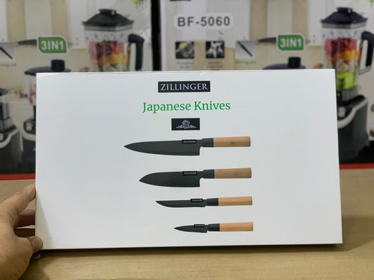 ZILLINGER Brand 4 Pcs Knives set | Bamboo Handles |