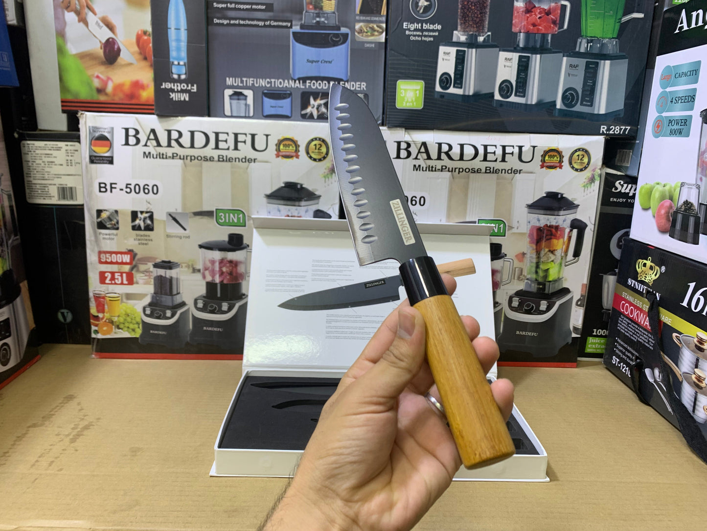 ZILLINGER Brand 4 Pcs Knives set | Bamboo Handles |