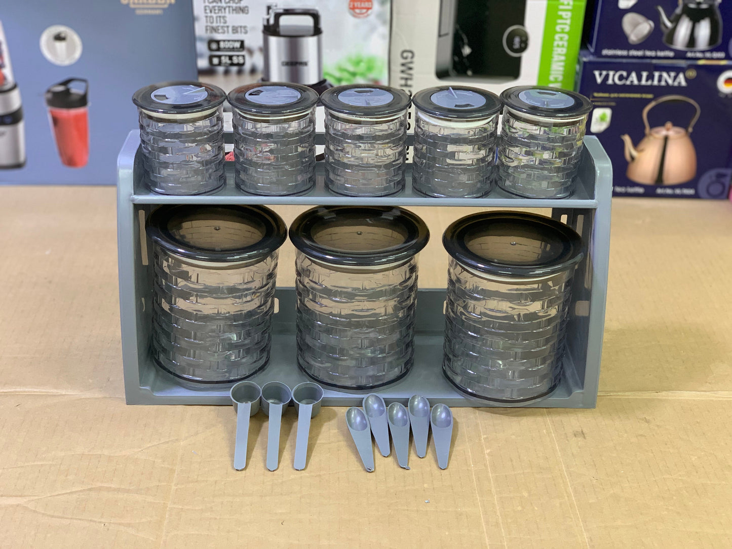 8 Pieces Plastic crystal Spice Organizer with measuring spoon