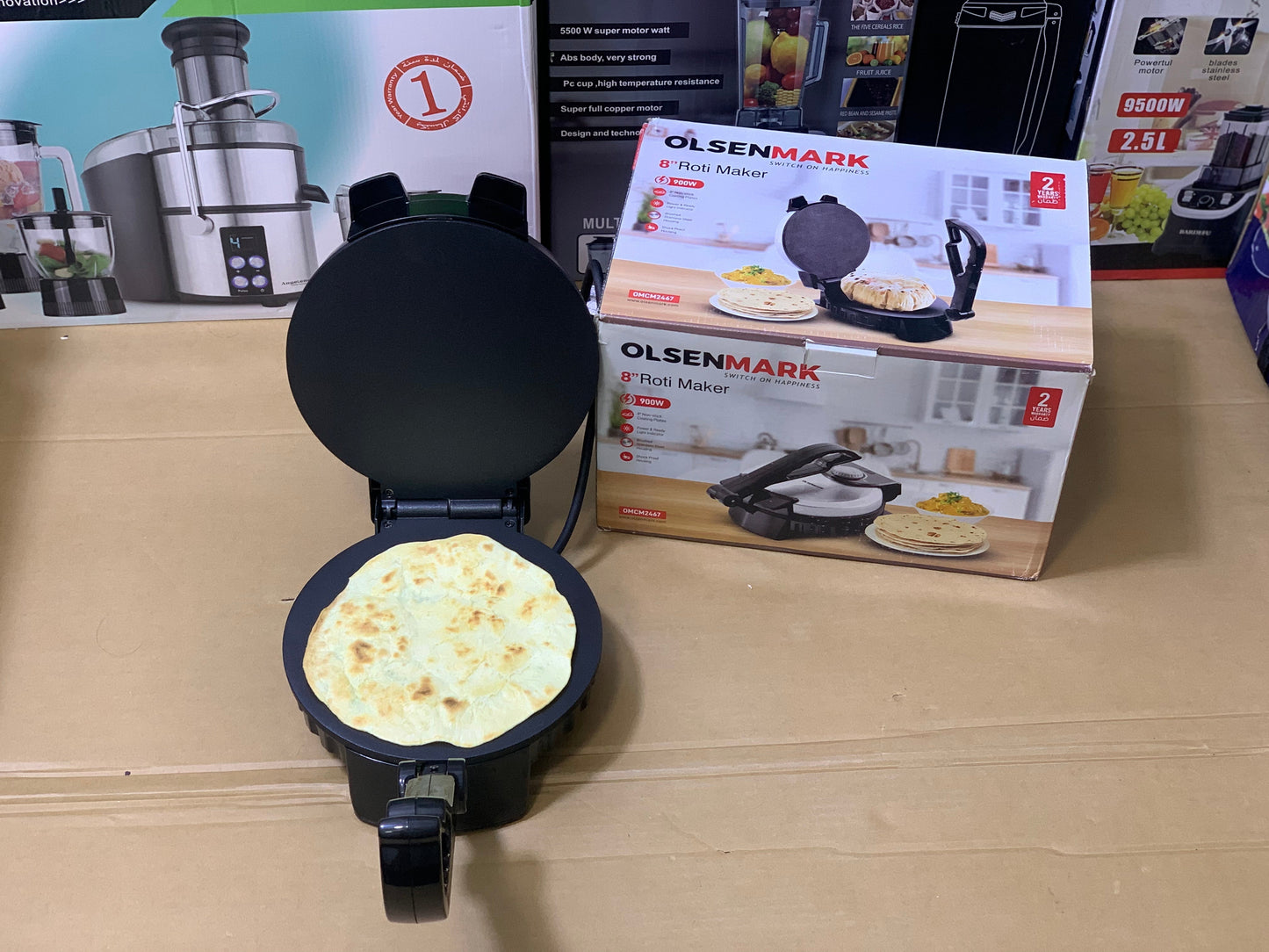 Olsen Mark 8cm Roti Maker 900 watt Nonstick double plate High quality
