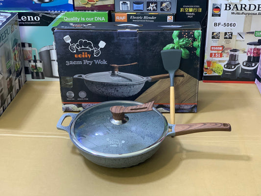 Uiioy Induction Granite Frypan Wok 32cm | Granite Frying Pan