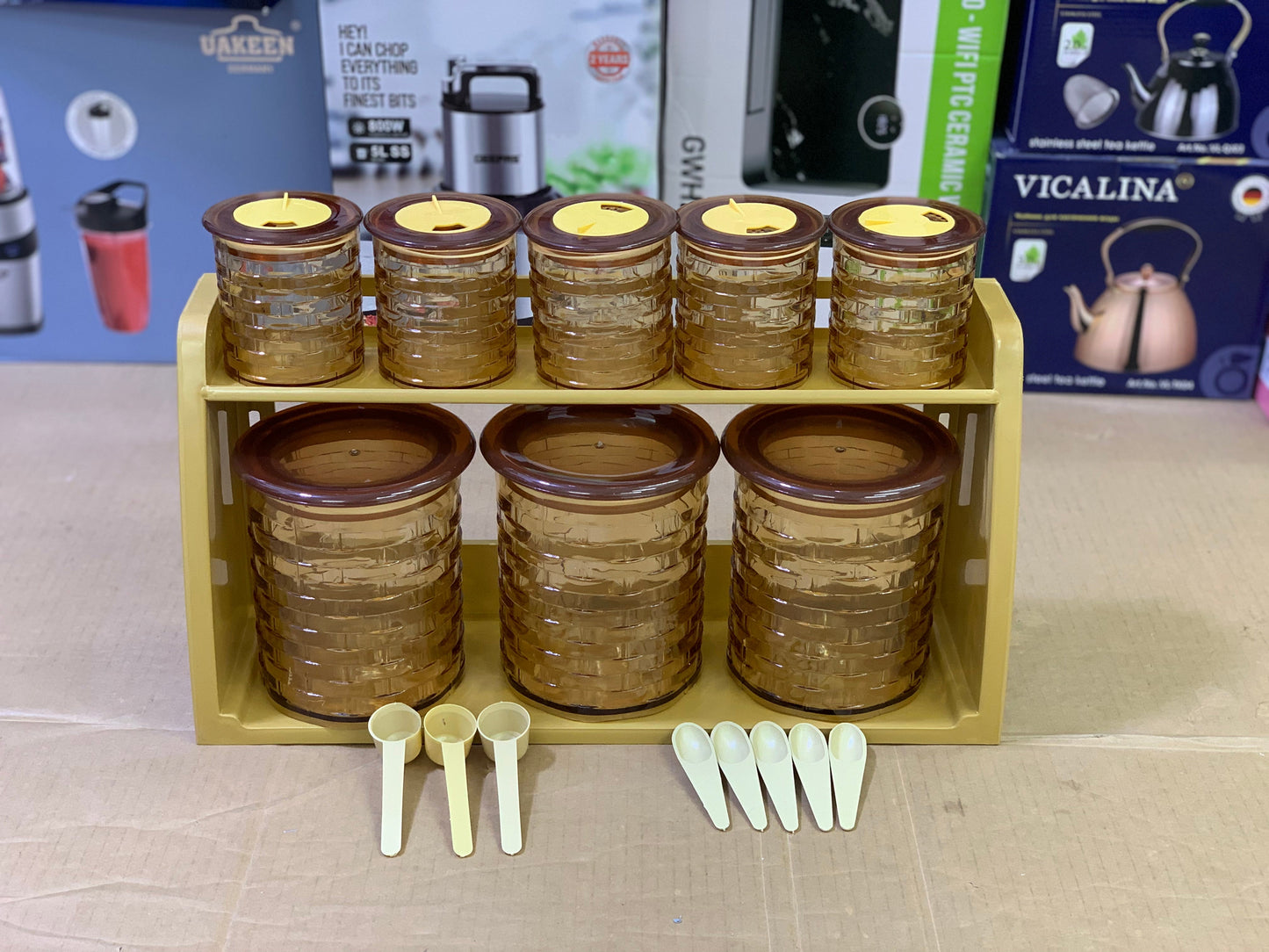8 Pieces Plastic crystal Spice Organizer with measuring spoon