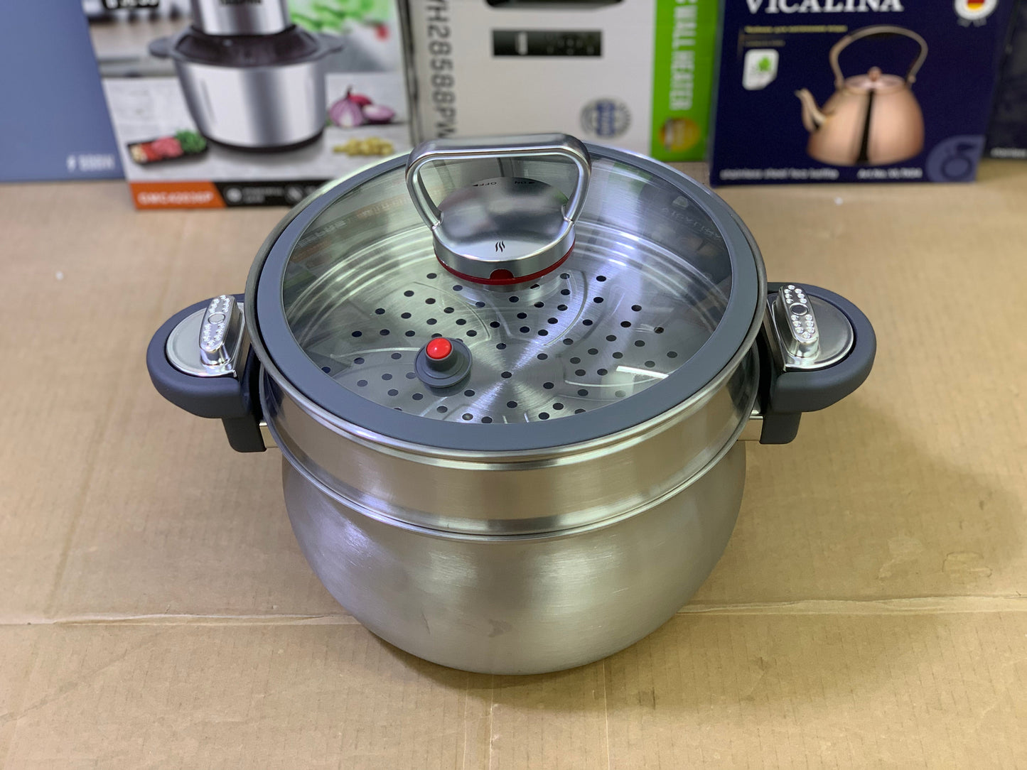 Lot 2in1 Pressure Cooker with steamer Stainless Steel Easy lock and unlock