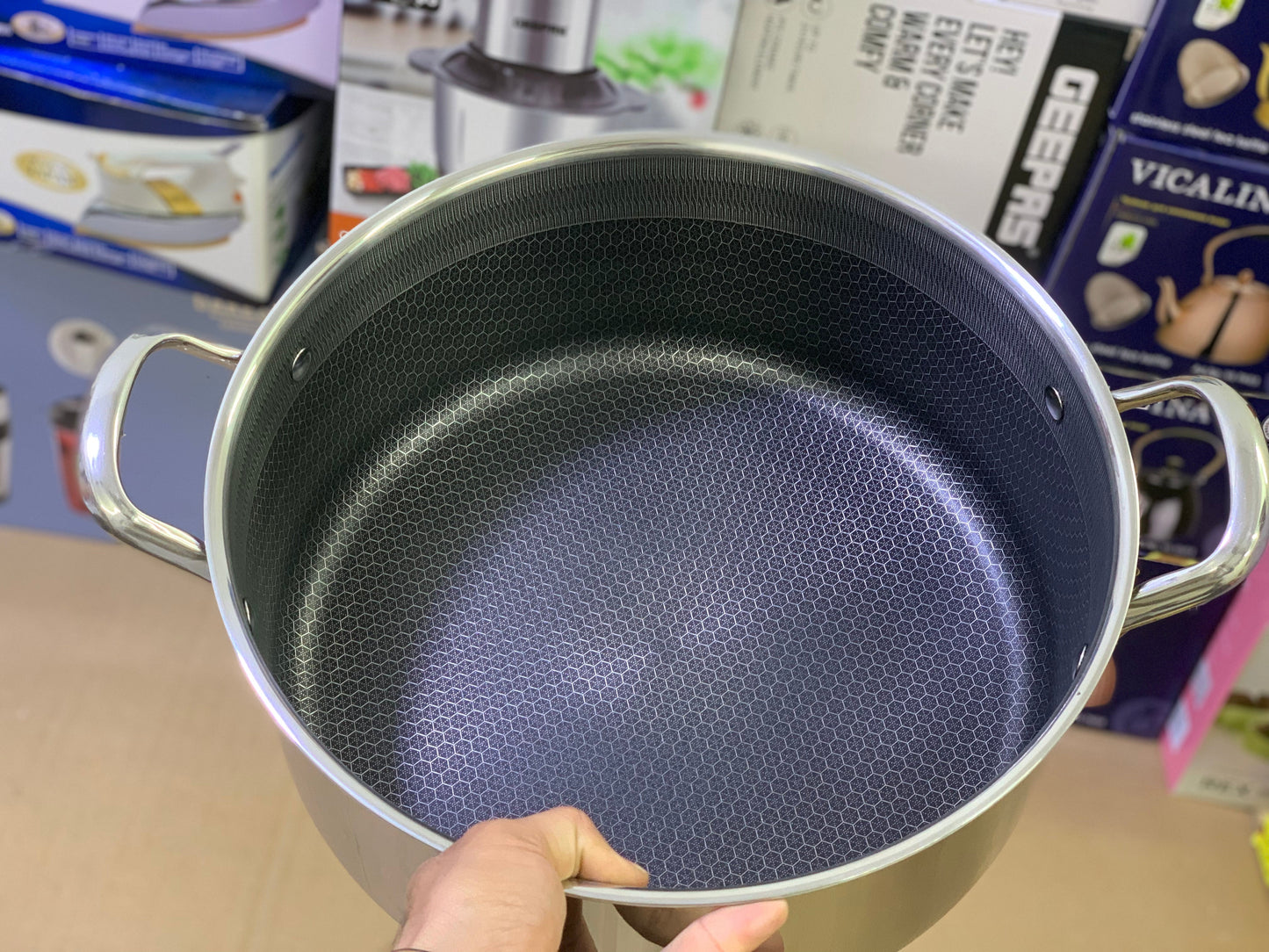 Laser coating honeycomb pattern Jumbo deep casseroles sus 316
