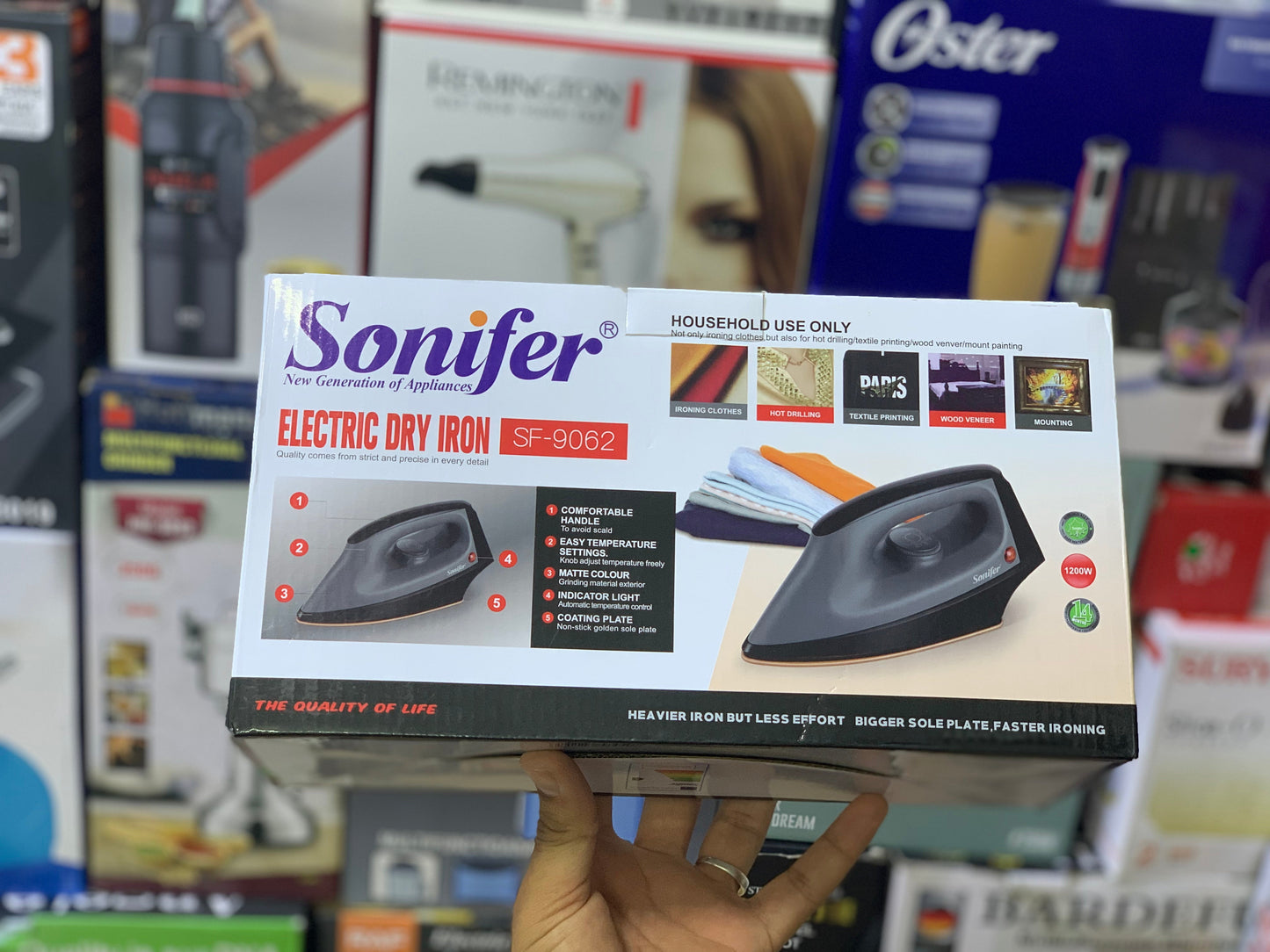 Sonifer Electric Dry iron SF-9062  1200w Non Stick Soleplate