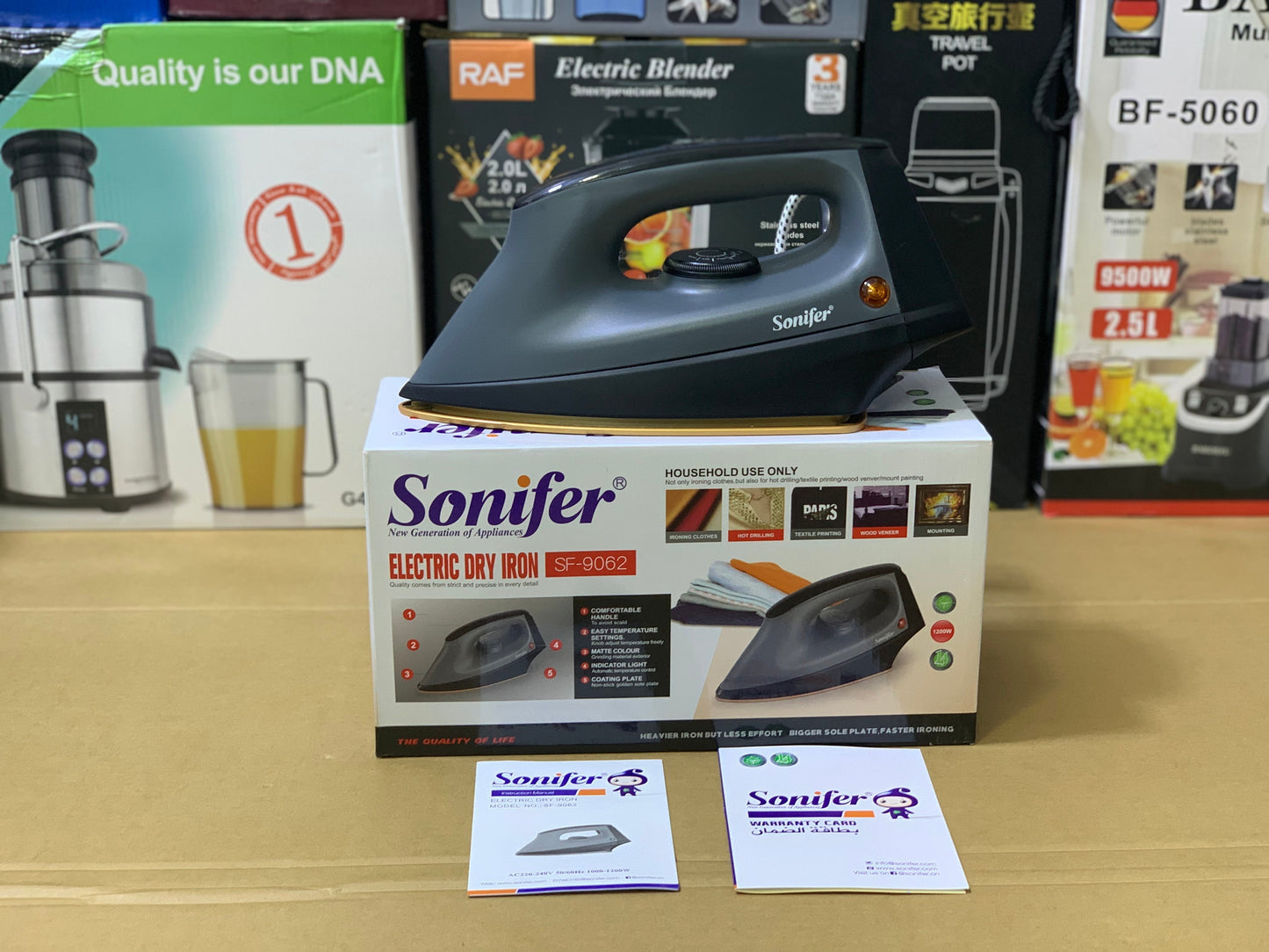 Sonifer Electric Dry iron SF-9062  1200w Non Stick Soleplate