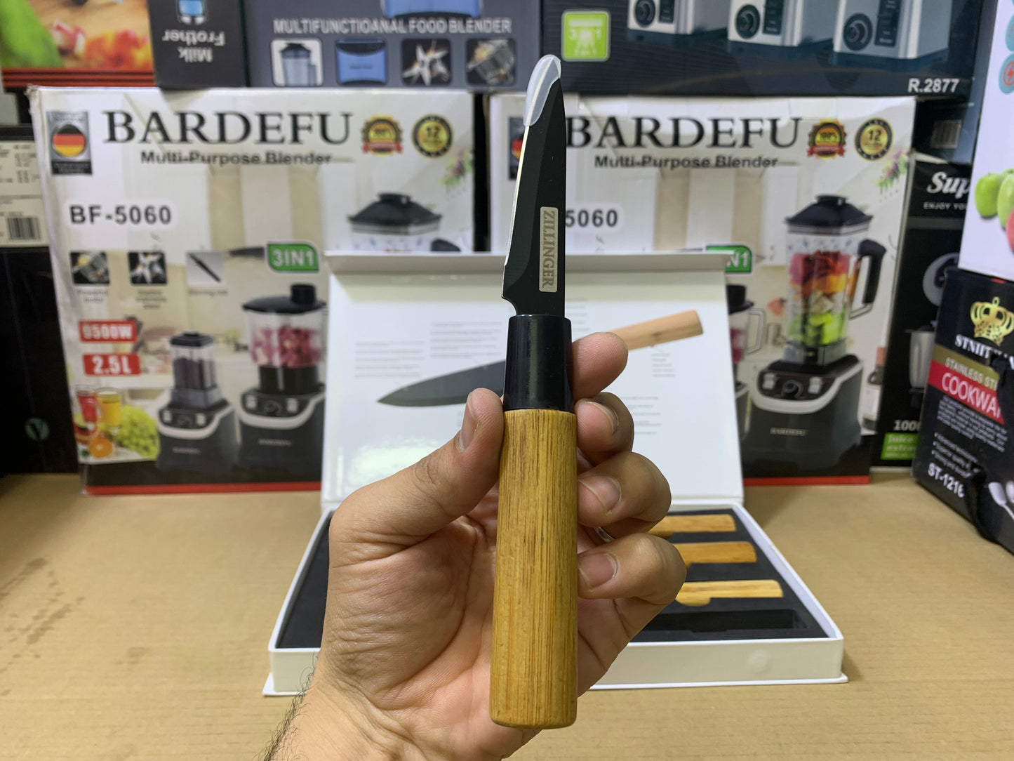 ZILLINGER Brand 4 Pcs Knives set | Bamboo Handles |