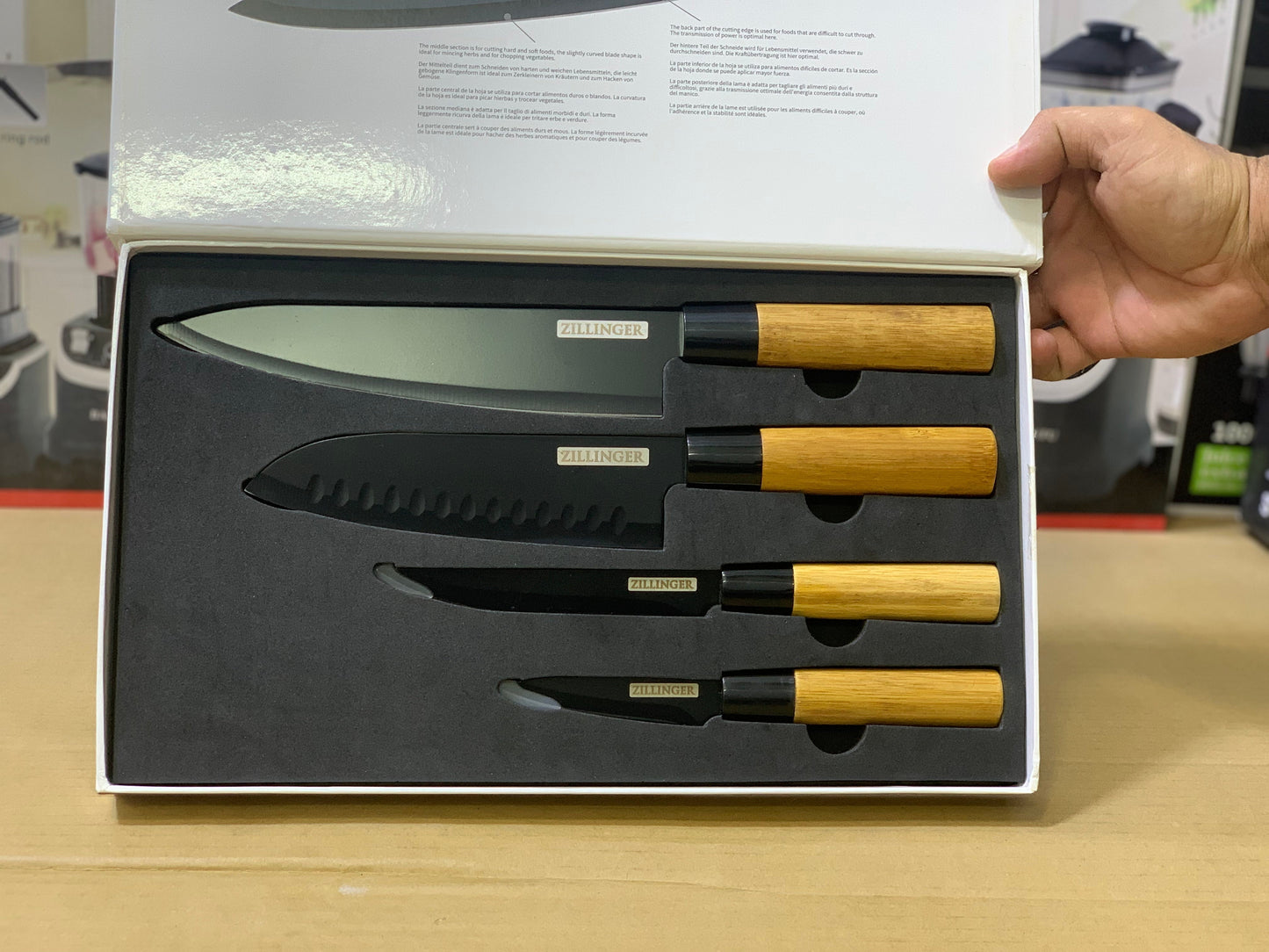 ZILLINGER Brand 4 Pcs Knives set | Bamboo Handles |