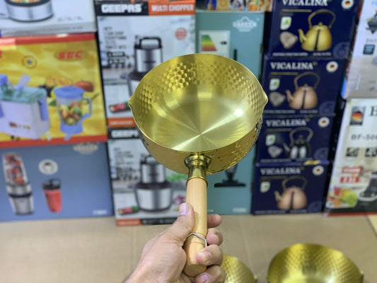 Japani sauce pan Golden with wooden handle stainless Steel