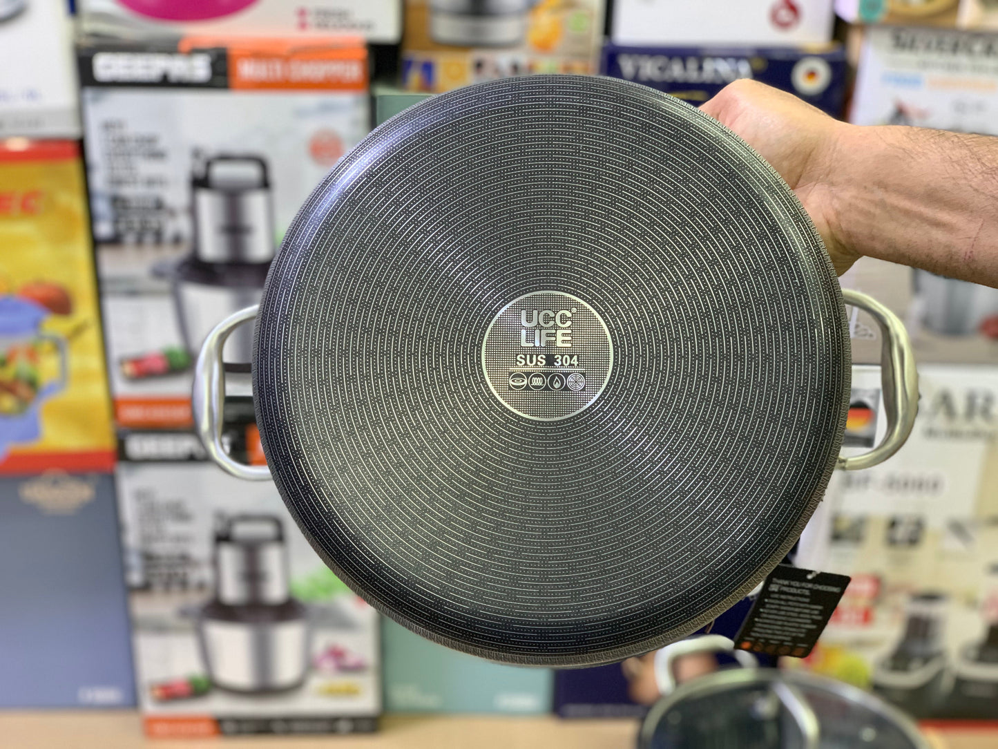 UCC LIFE 9 Pieces Laser coating honeycomb pattern Pure Nonstick Cookware set